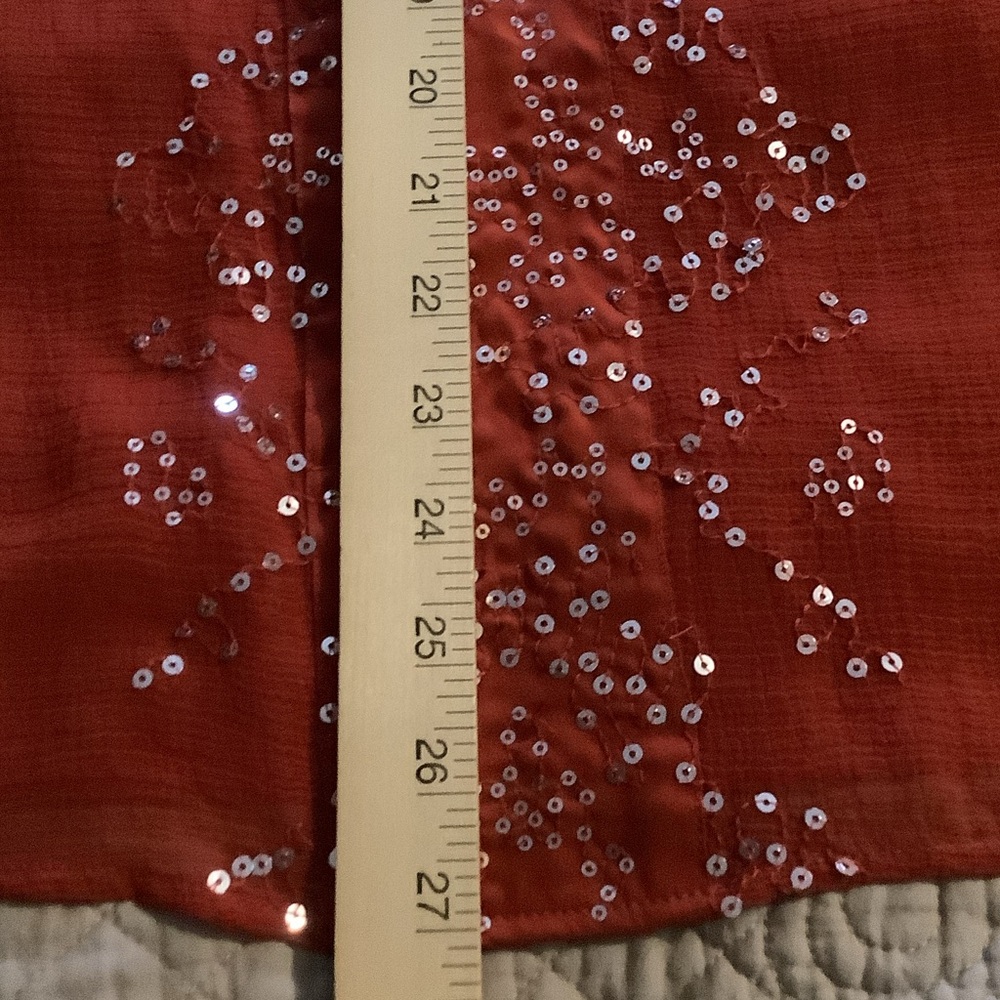 New Directions Orange Blouse with Sequin Accents - Picture 5 of 6